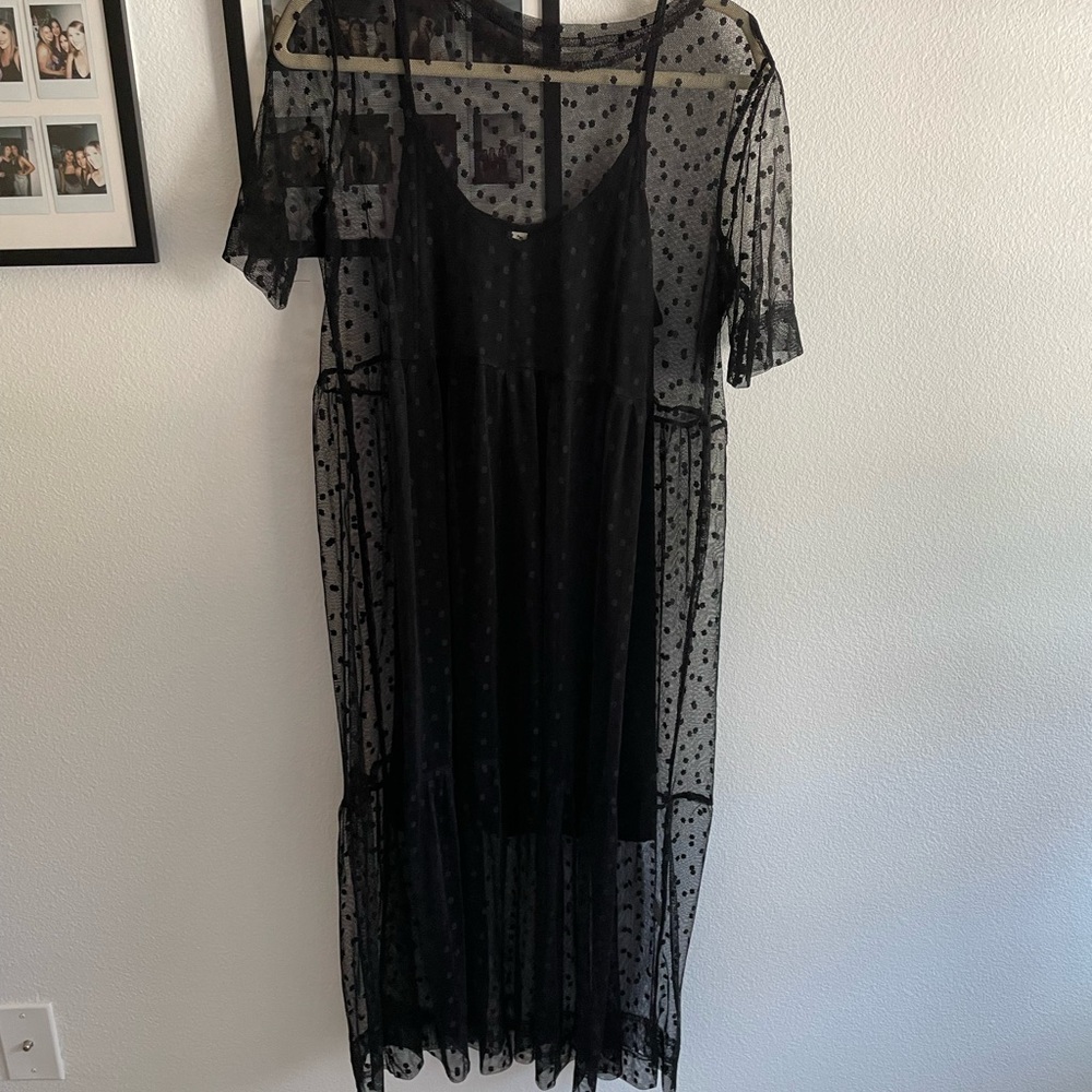 Polka Dot Mesh and Slip Dress